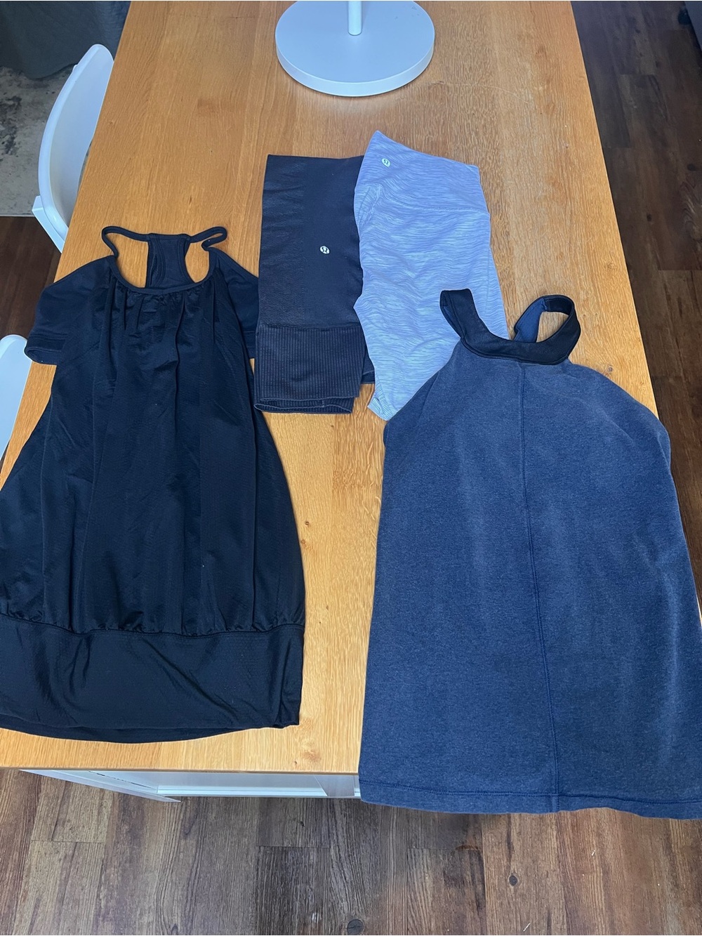 lululemon athletica Black & Heather Blue Leggings and Tank Tops